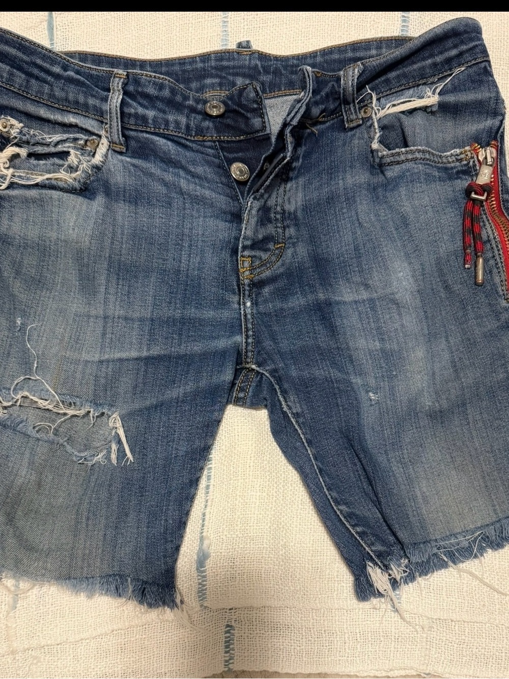 MY BRAND Relaxed Denim Cutoff Shorts - Medium Blue